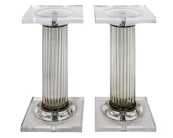 Par de pedestal/columnas/base/patas de plexiglás italiano de mediados de siglo