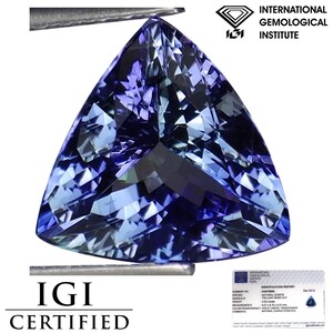 2.52 Ct IGI Certified AA Natural DBlock Tanzanite Green Violet Trillion Cut