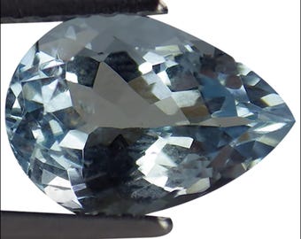1.85 Ct Natural Aquamarine Gemstone Medium Blue Green Color Pear Cut