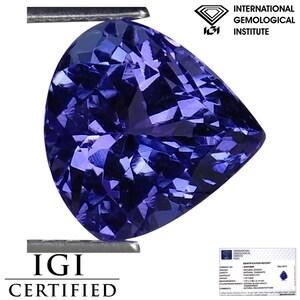 1.97 Ct IGI Certified AA Natural Tanzanite Gemstone Bluish Violet Pear Cut