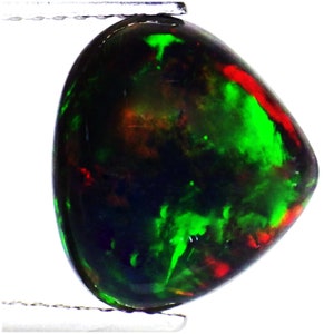 2.23 Ct Natural Ethiopian Black Opal Gemstone Multi Color Pear Cabochon Cut