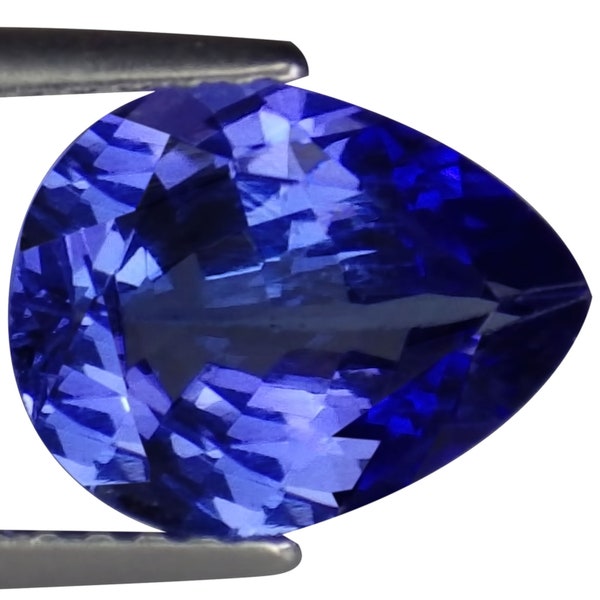 2.26 Ct IGI Certified AA Natural Tanzanite Gemstone Bluish Violet Pear Cut