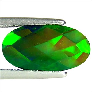 1.35 Ct Natural Ethiopian Black Checker Opal Gemstone Multi Color Oval Cut