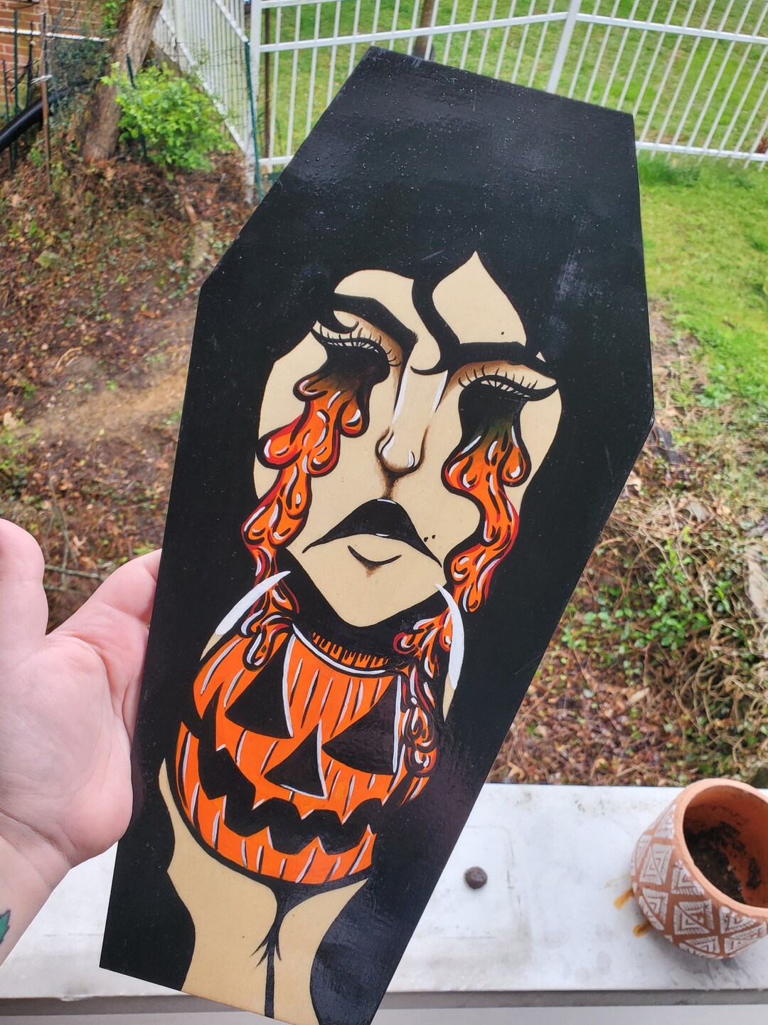 All Hallows Eve Acrylic Coffin Painting - Etsy