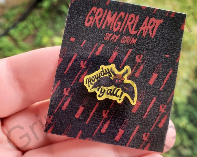 Mothman Howdy Y'all! Mini Wood Pin