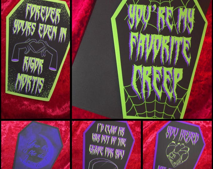 Coffin Card - Purple & Green Editions - Multiple Designs!