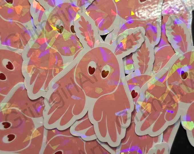 Holographic Pink Mothman Sticker