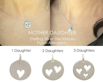 Mother Daughter Necklace Set Mommy and Me Sterling Silver Heart Necklace Gift for Mom Daughter Gift Mother Daughter Jewelry For Mom