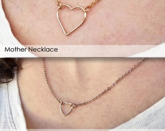 Mommy and Me Jewelry Mother Daughter Necklace Set Silver Heart Necklace Rose Gold Heart Necklace for Mom Gift for Mom Daughter Gift