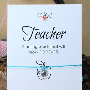 Teacher Appreciation Gift Teacher Gifts Apple Bracelet Friendship Bracelet Inspirational Gift for Teacher Card Inspirational Card Teacher