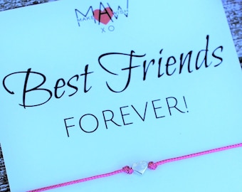 Best Friend Gift for Friend • Friendship Bracelet • Birthday Gift for Her • Heart Bracelet • BFF Gift • Make a Wish Bracelet • Best Friend