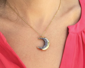 Moon Necklace • Celestial Jewelry • Love you to the Moon and Back • Crescent Moon Necklace • Statement Necklace • Halloween Gifts For Her