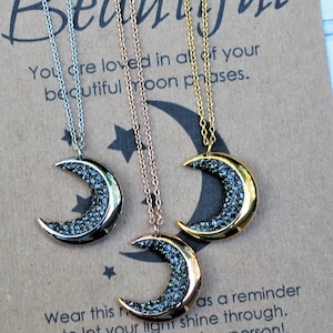 Moon Necklace • Celestial Jewelry • Crescent Moon Necklace • Statement Necklace • Gift For Her • Halloween Jewelry •  Friendship Jewelry