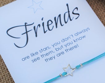 Cadeaux meilleurs amis Les amis sont comme des étoiles Bracelet Faites un vœu Cadeau pour un ami Cadeau BFF Bracelet de l'amitié Bracelet étoile en argent sterling