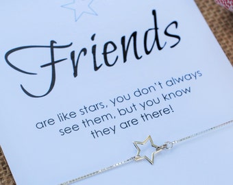 Inspirational Friendship Bracelet Sterling Silver Star Bracelet Friends are like stars College Gift for Friend Original sterling Bracelet