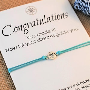 Graduation Gift Friendship Bracelet Inspirational Wish Bracelet Compass Bracelet Graduation Card College Graduation High School Graduation image 1