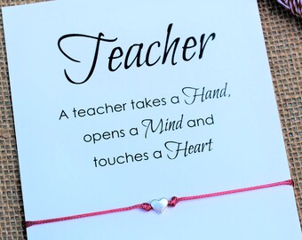 Teacher Gifts Teacher Appreciation Gift Friendship Bracelet Heart Bracelet Gift for Teacher Card Teacher Gift Wish Bracelet Back to School