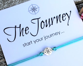 Best Friend Gift for Him Friendship Bracelet Wanderlust Bracelet Travel Gift Travel Bracelet Journey Make a Wish Bracelet Compass Bracelet