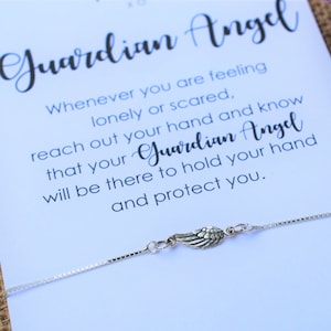 Guardian Angel Bracelet Wing Bracelet Sterling Silver Baptism Gift Communion Gift for Her Faith Inspirational Gift Friendship Bracelet