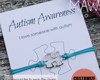 Autism Awareness Bracelet Autism Bracelet Friendship Bracelet Puzzle Bracelet Puzzle Charm Wishing Bracelet Inspirational Gift Wish Bracelet