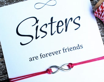 Sister Friendship Bracelet Sister Gift for Sister Birthday Gift Infinity Bracelet Wish Bracelet Sister Quote Inspirational Gift