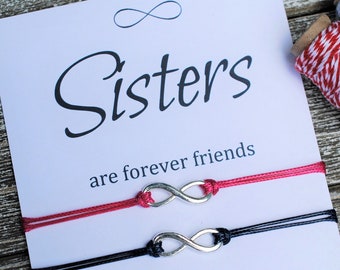 Sister Gift Sister Bracelet Big Sister Birthday Gift Infinity Bracelet Sisters Forever Friends Gift for Sister Card Friendship Wish Bracelet