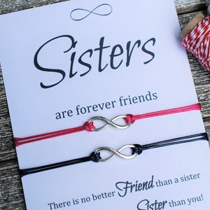 Sister Gift Sister Bracelet Big Sister Birthday Gift Infinity Bracelet Sisters Forever Friends Gift for Sister Card Friendship Wish Bracelet