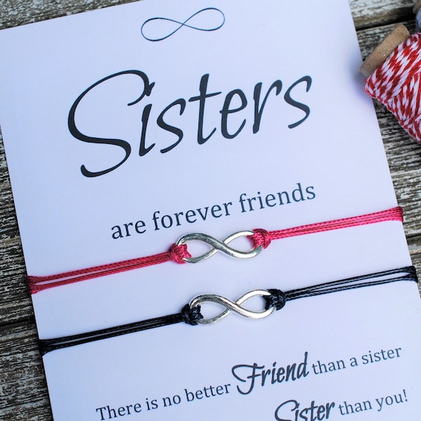 Sister Gift Sister Bracelet Big Sister Birthday Gift Infinity Bracelet Sisters Forever Friends Gift for Sister Card Friendship Wish Bracelet