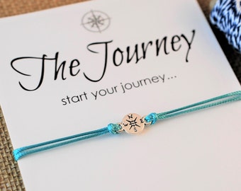 Best Friend Gift Journey Friendship Bracelet Set of 6 Wish Bracelet Compass Bracelet Wanderlust Travel Gift for Him Inspirational Gift