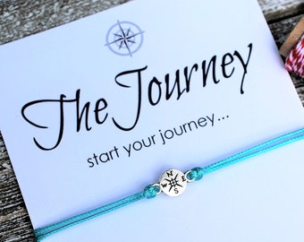 Inspirational Friendship Bracelet Travel Gift Journey Wish Bracelet Compass Bracelet Wanderlust Bracelet Travel Bracelet Inspirational Gift