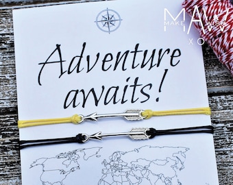 Travel Gift Travel Jewelry Adventure Awaits Wish Bracelet Travel Bracelet Going Away Bracelet Adventure Awaits Card New Beginning Bracelet