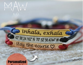 Engraved Bracelets Personalized Bracelet Friendship Bracelet Name Bracelet For Him Coordinate Bracelet Couples Bracelet Gifts