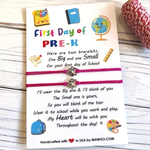 First Day of PreK Bracelets, Mother Daughter Bracelet, Back to School Bracelet First Day of School Bracelet Mommy and Me Wish Bracelets