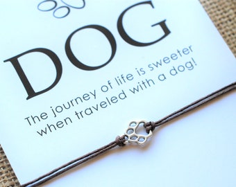 Dog Paw Print Bracelet Pet Mom Gift for Friend Friendship Bracelet Wishing Bracelet Make a Wish Bracelet Pet Lover Gift Inspirational Gift