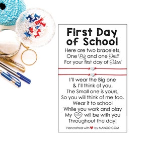 First Day of School Bracelet, Pre-K Bracelet Back to School Bracelet Mommy Me Bracelet Mother Daughter Kindergarten Bracelet, Heart Bracelet
