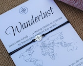 Wanderlust Gift Friendship Bracelet Gift For Him Compass Bracelet Best Friend Gifts Travel Bracelet Wishing Travel Card Friend Travel Gifts