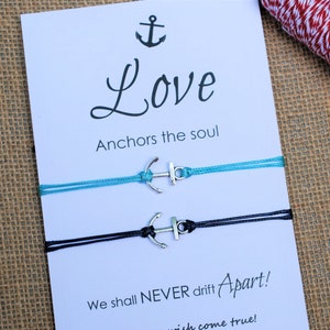 Valentines Day Gift for Him Friendship Bracelet Couples Gift Couples Bracelet Anchor Bracelet Wish Bracelet for Him Love Anchors the Soul image 2