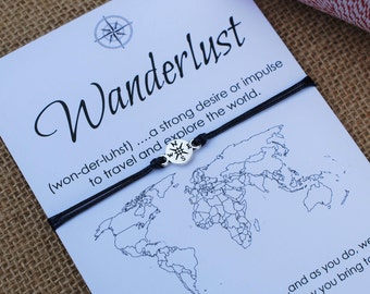 Travel Gift Wanderlust Bracelet Men Friendship Bracelet Make a Wish Bracelet Compass Bracelet Wishing Bracelet Inspirational Gift For Women