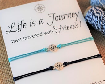 Best Friend Gifts Travel Gifts Friendship Bracelet Wanderlust Compass Bracelet Personalized Gift Life is a Journey Travel Gift for Couples