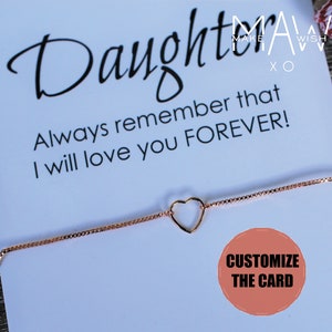 Daughter Gift Daughter in Law Gift Daughter Bracelet Friendship Bracelet Birthday Gift for Rose Gold Silver Heart Bracelet Wish Bracelet