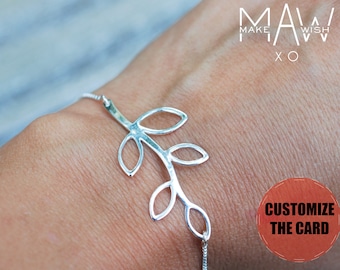 Personalized Sister Bracelet Sterling Silver Branch Bracelet Sister Gift Birthday Gift for Sister Adjustable Bracelet Family Tree Charm