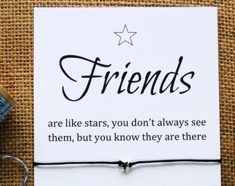 Friendship Bracelet Friends are like stars Wishing Bracelet Silver Star Charm Make a Wish Bracelet Gift for Friend BFF Gift Wishing Bracelet