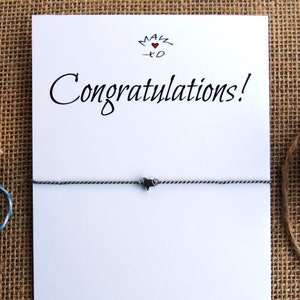 Carte de félicitations Bracelet de voeux en argent sterling avec étoile Faites un vœu Charme étoile Bracelet de voeux Remise des diplômes / Nouvel emploi / Cadeau de retraite