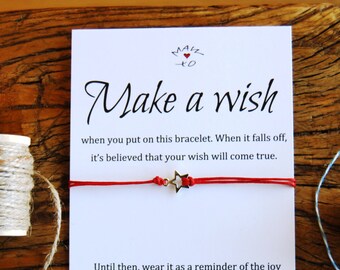 Friendship Bracelet Make a Wish Bracelet Star Charm BFF Wishing Bracelet Inspirational Gift Wish Bracelet Inspirational Card Original Gift