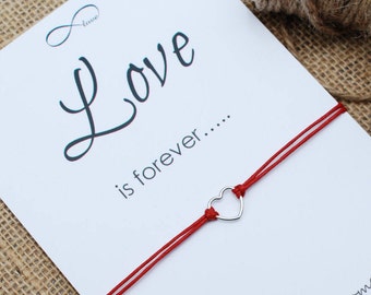 Valentine's Day Gift • Love Bracelet • Heart Bracelet • Sterling Silver • Make a Wish Bracelet • Friendship Bracelet • Best Friend Gift