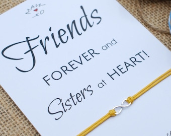 Best Friend Gifts Friendship Bracelet Wish Bracelet Friends Gift Sterling Silver Infinity Bracelet BFF Gift for Friend Unbiological Sisters