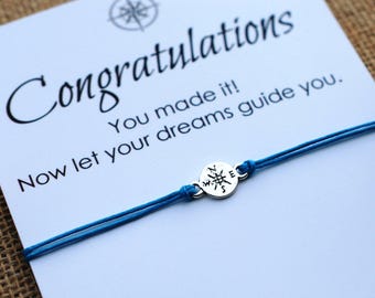 Graduation Gift College Graduation Compass Bracelet Congratulations Card Inspirational Gift for Him Her Wishing Bracelet Personalized gift