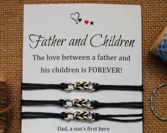Father and Children Bracelet set Make a Wish Bracelet Knot Charm Family Forever Wish Bracelet Friendship Bracelet Gift For Dad Love Forever