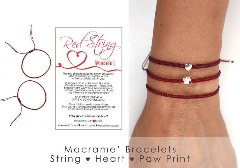 Red String Bracelet, Red String of Fate Bracelet, Couples Bracelet, Matching Bracelets, Red Thread Bracelet, Kabbalah Red String, Protection image 1