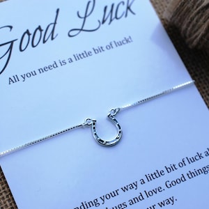 Hufeisen Armband Good Luck Card Sterling Silber Hufeisen Charm Armband Freundschaftsarmband Make a Wish Armband Inspirational Card